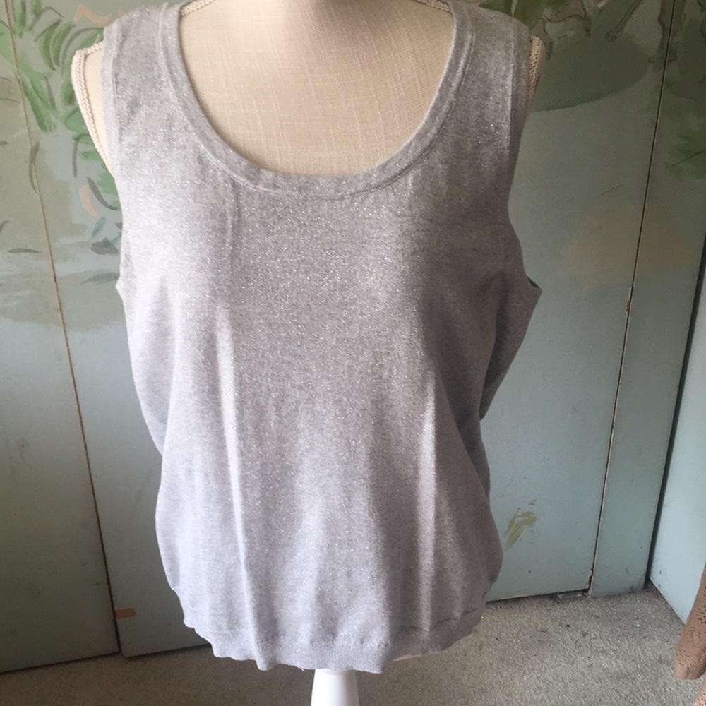 NWT TALBOTS PETITES PXL Silver sparkle sweater vest